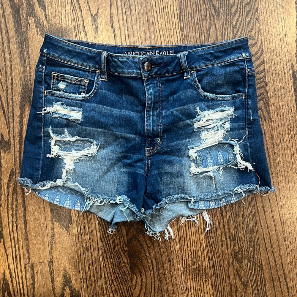 American Eagle Distressed Denim Hi Rise Shorts